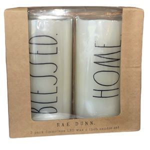 NIB Rae Dunn BLESSED & HOME Flameless LED Candle Set